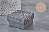 Boite carrée cadeau carton noir galaxie argent 5.3cm, x1 (G11332)