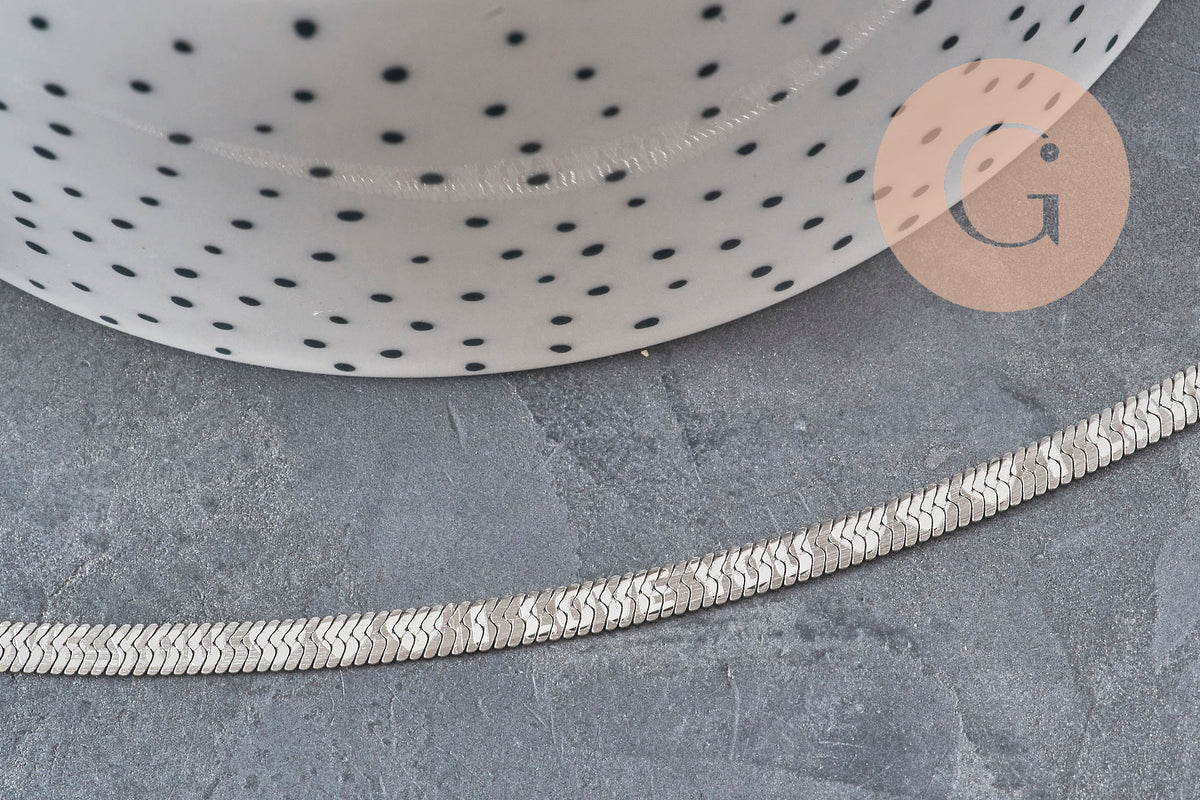 Chaine maille Herringbone acier 304 inoxydable platine 4mm, x1 mètre (G11335)
