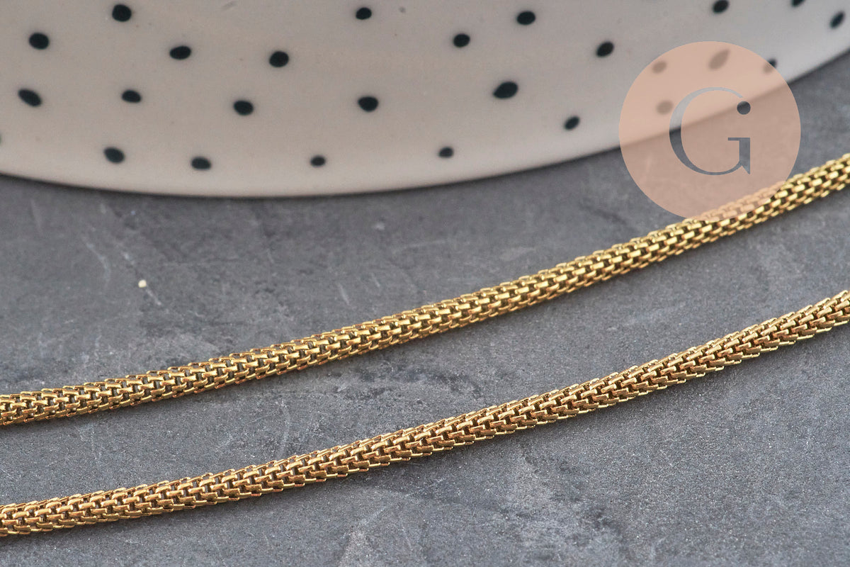 Chaine maille lanterne acier 304 inoxydable doré 2mm, x1 mètre (G11333)