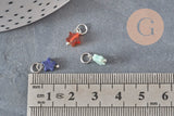 Breloque étoile pierre naturelle coloré laiton platine 10mm, x1 (G11367)