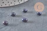 Perle naturelle eau douce ovale noire semi-percée 6-7mm, x1 VALIDE-Perles-Gingerlily Perles