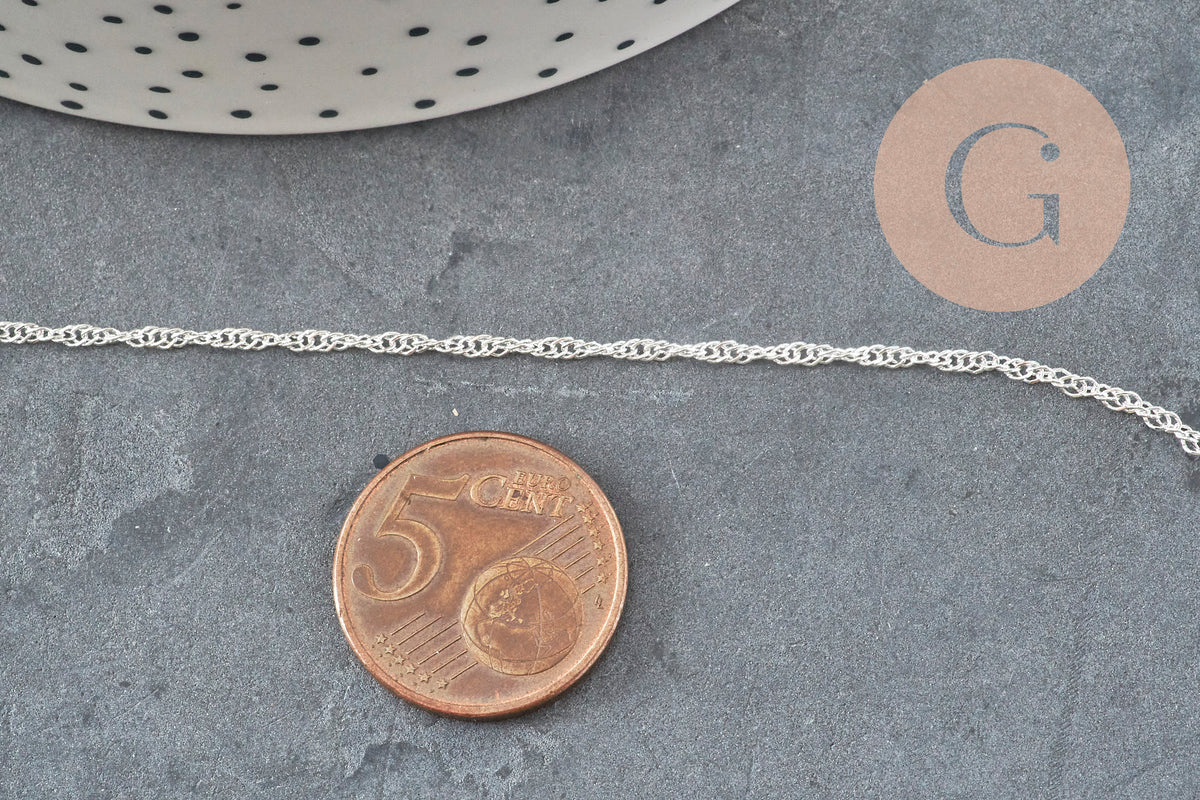 Chaine maille Singapour fer et laiton argenté 2mm, x 1mètre (G11399)-Chaînes-Gingerlily Perles