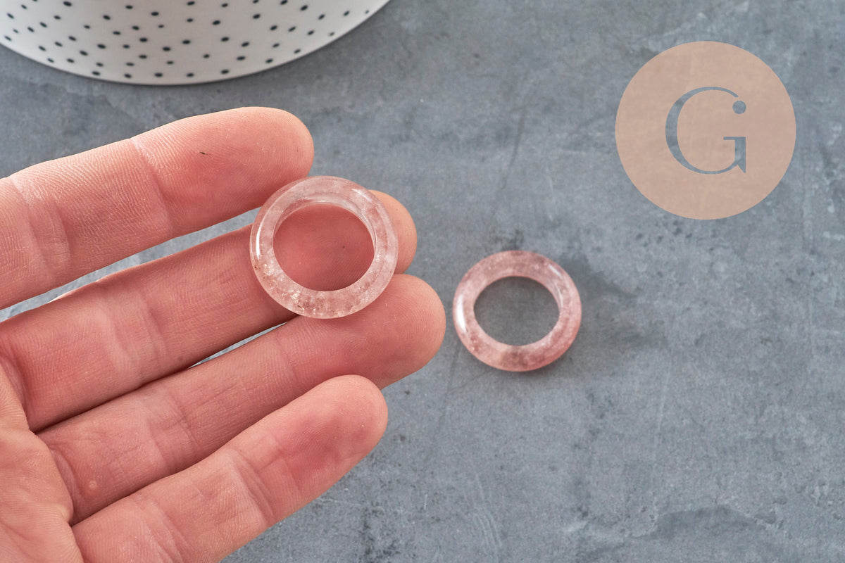 Bague quartz fraise naturel 17-20mm, x1 (G11409)