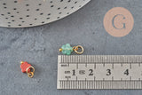 Breloque fleur pierre naturelle acier 304 inoxydable doré 10.5mm, x1 VALIDE-Breloques et pendentifs-Gingerlily Perles