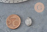 Pendentif médaille ovale Vierge Marie acier 304 inoxydable platine émaillée 13mm x1 ou x5 (G11389) VALIDE-Breloques et pendentifs-Gingerlily Perles