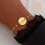 Bracelet personnalisé médaille à graver chaîne résine acier inoxydable 304 , x1 (ADN5) (G11099)
