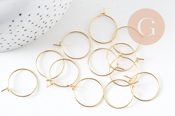 Anneau créole acier 304 doré inoxydable 20mm dorure IP, création boucles, x20 ou x50 (G7703)