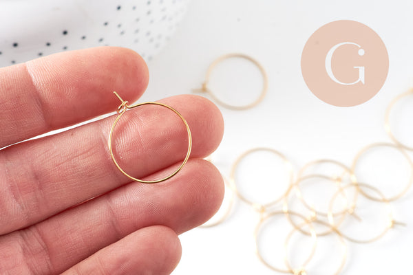 Anneau créole acier 304 doré inoxydable 20mm dorure IP, x20 ou x50 (G7703)