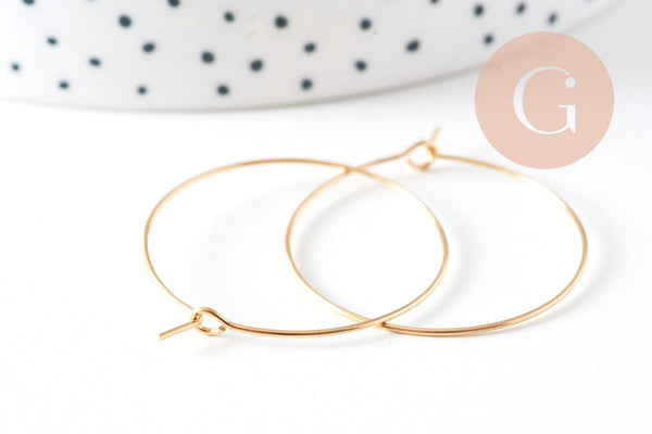 Anneau créole acier 304 doré inoxydable 30mm dorure IP, x20 ou x50 (G7704)