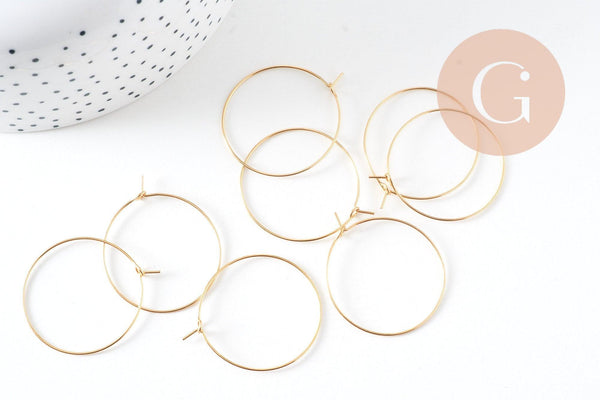 Anneau créole acier 304 doré inoxydable 30mm dorure IP, x20 ou x50 (G7704)