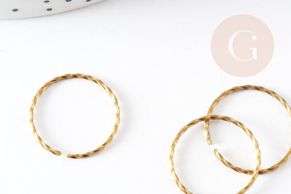 Anneau torsadé ouvert laiton brut 19mm, x20 (G2207)