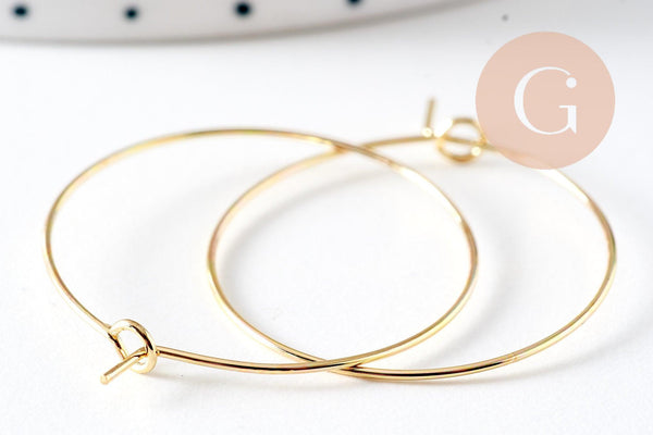 Anneaux créoles acier inoxydable 316 doré 30mm x20 x50 x100 (G0427)