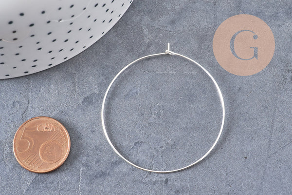 Anneaux créoles argentées 45mm, x20 (G10760)