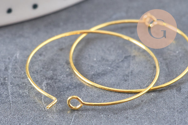 Anneaux créoles dorés 30mm, x20-50-100 (G2602)