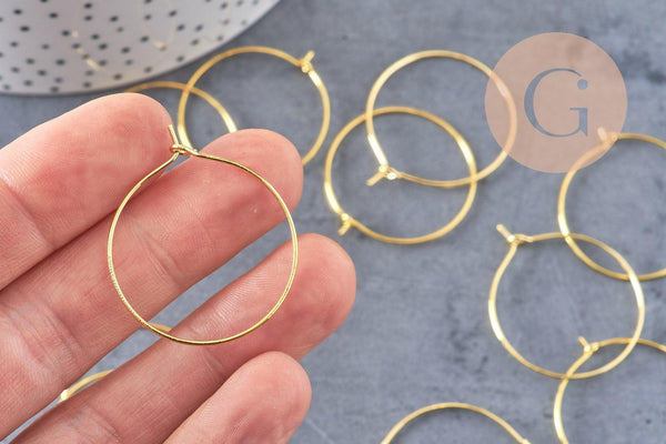 Anneaux créoles dorés 30mm, x20-50-100 (G2602)