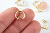 Anneaux créoles dorés pour oreilles non percées 15.5mm, création boucles, la paire (G6355)