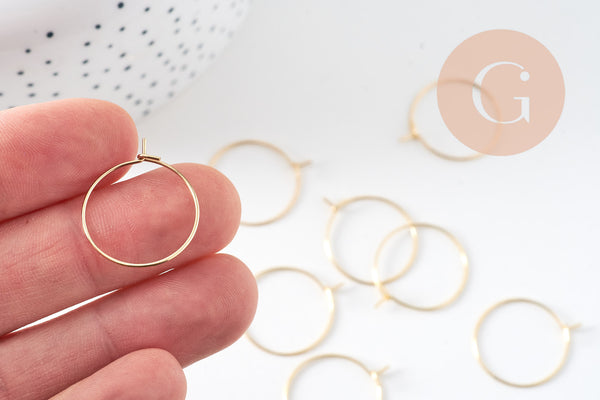 Anneaux créoles en acier 304 doré inoxydable 20mm, x20-50-100 (G2519)