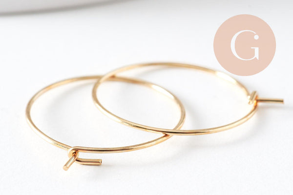 Anneaux créoles en acier 304 doré inoxydable 20mm, x20-50-100 (G2519)