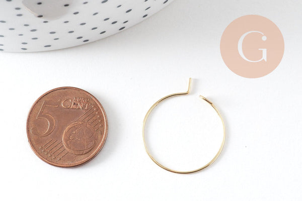 Anneaux créoles en acier 304 doré inoxydable 20mm, x20-50-100 (G2519)