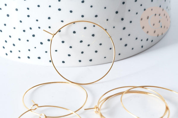 Anneaux créoles en acier 304 doré inoxydable IP 35mm, x20-50 (G7705)