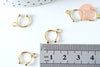 Anneaux créoles en laiton doré 18K pour oreilles non percées 15.5mm la paire (G6356)
