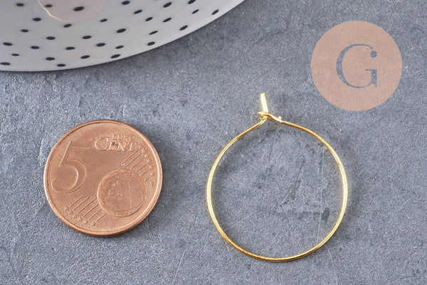 Anneaux créoles laiton doré 25mm, x 20-50-100 (G0973)