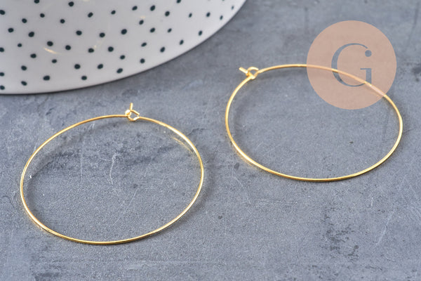 Anneaux créoles laiton doré 45mm, x20 (G0830)