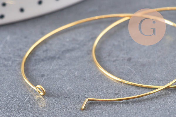 Anneaux créoles laiton doré 45mm, x20 (G0830)