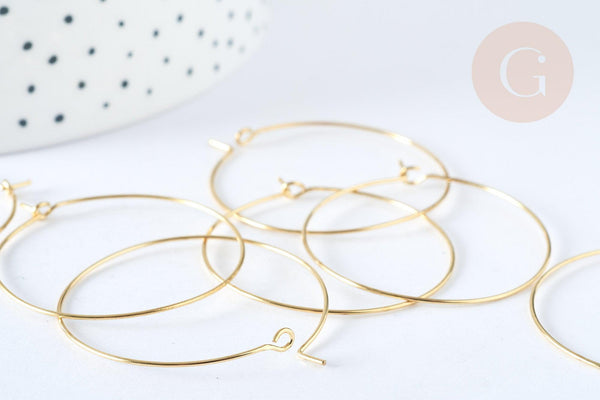 Anneaux créoles laiton doré clair 35mm,boucles oreilles, x20-50-100 (G7047)