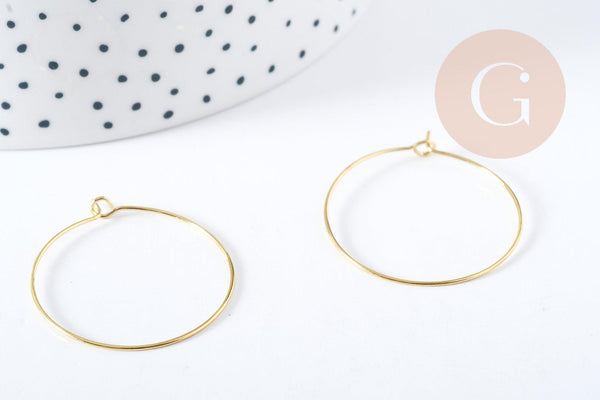 Anneaux créoles laiton doré sans nickel 30mm, x10 (G8892)