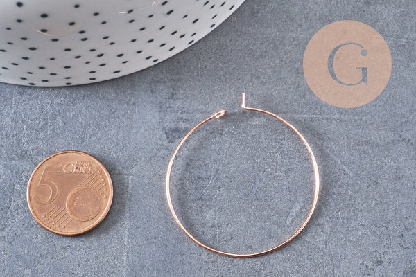 Anneaux créoles laiton or rose 35mm, x10 (G6991)