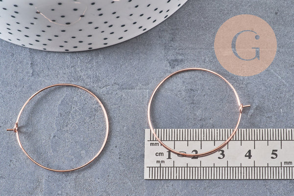 Anneaux créoles laiton or rose 35mm, x10 (G6991)