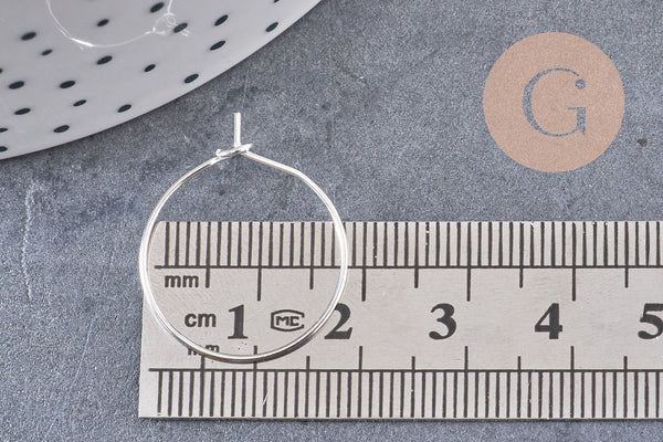 Anneaux créoles métal argenté 20mm, x20-50-100 (G0648)