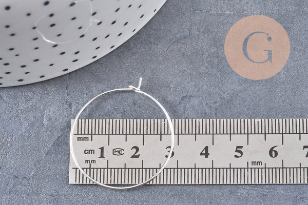 Anneaux créoles métal argenté 30mm, x20-50-100 (G1091)