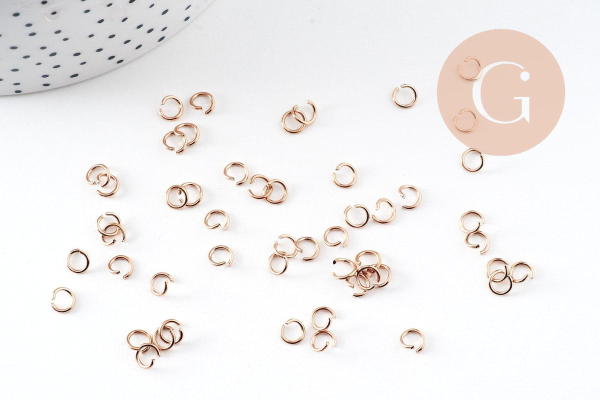 Anneaux de jonction acier IP 304 inoxydable or rose 8x0.8mm, x50 (G10924)