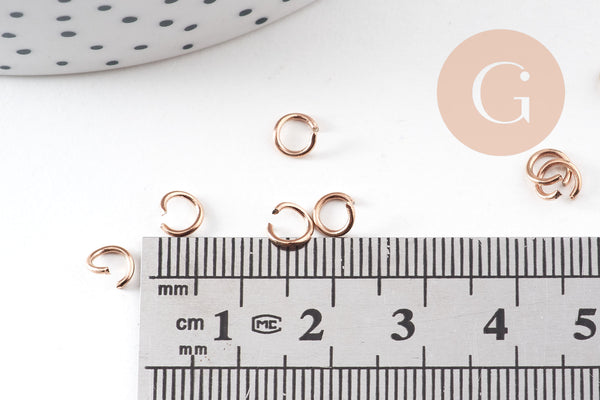 Anneaux de jonction acier IP 304 inoxydable or rose 8x0.8mm, x50 (G10924)