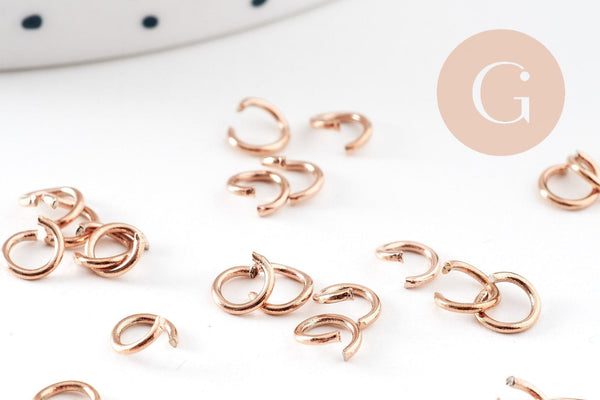 Anneaux de jonction acier IP 304 inoxydable or rose 8x0.8mm, x50 (G10924)