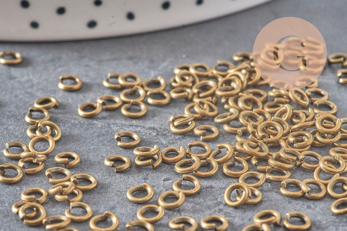 Anneaux de jonction laiton bronze 4mm/0.8mm, x5 grammes (G11354)-Anneaux-Gingerlily Perles