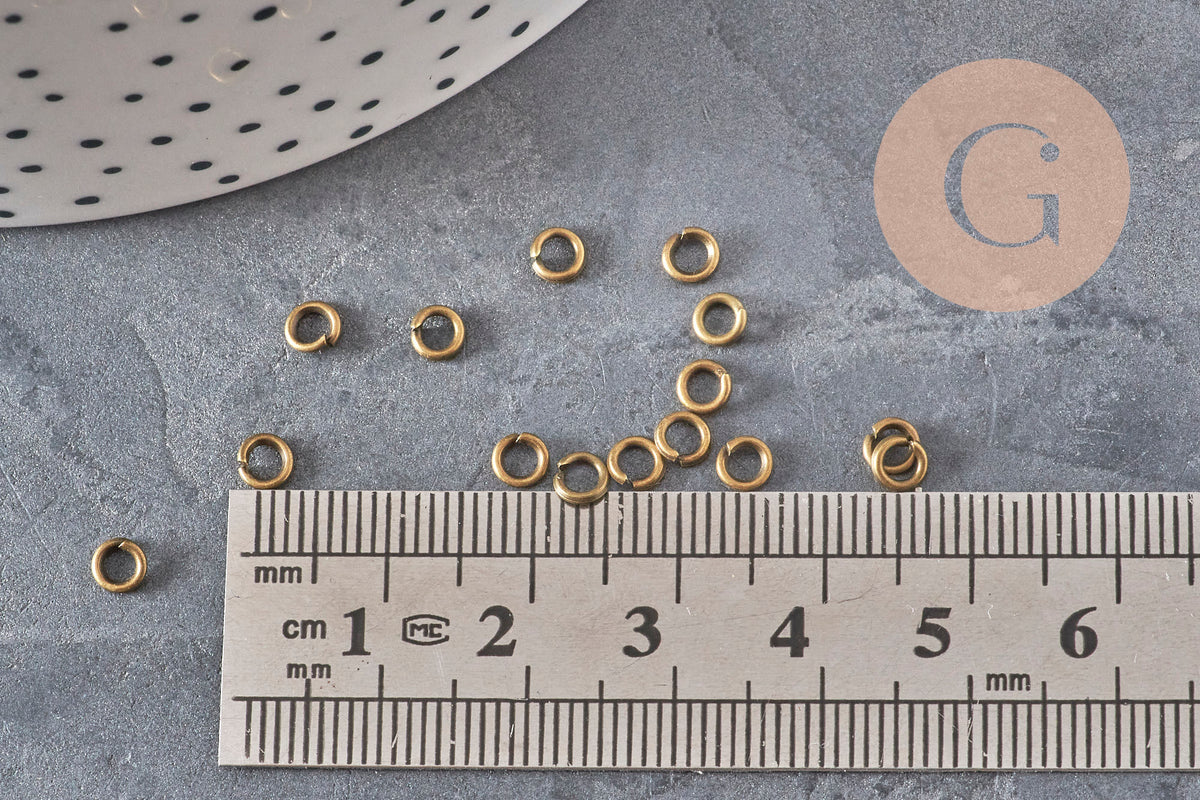 Anneaux de jonction laiton bronze 4mm/0.8mm, x5 grammes (G11354)-Anneaux-Gingerlily Perles