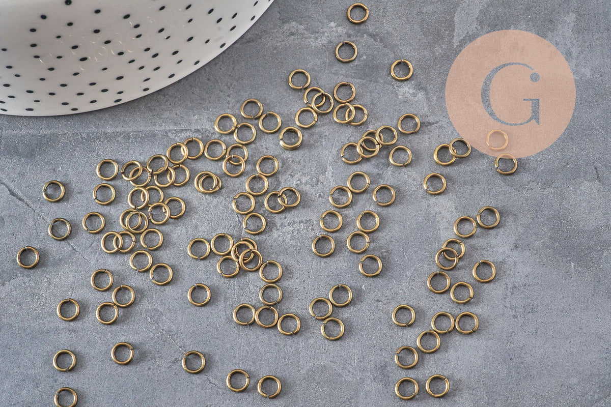 Anneaux de jonction laiton bronze 5mm/0.8mm, x5 grammes (G11353)-Anneaux-Gingerlily Perles