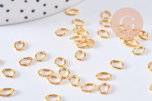 Anneaux de jonction ouverts ovales fer doré 6.5mm x50 (G1548)