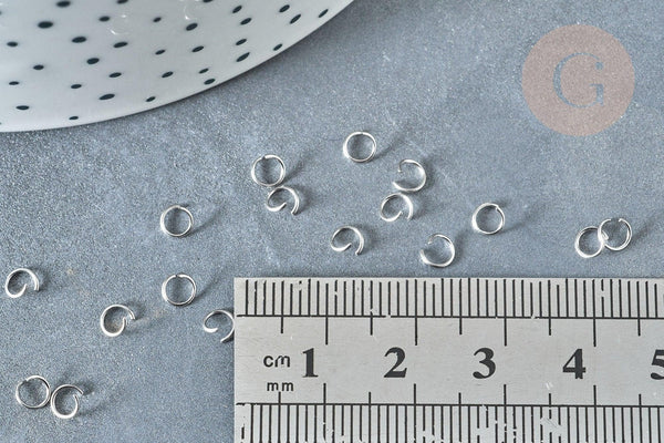 Anneaux de jonction ronds acier 304 platine inoxydable 4mm, x1gr (G9145)