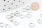 Anneaux de jonction ronds acier 304 platine inoxydable 5mm-0.6mm, x50 (G9391)