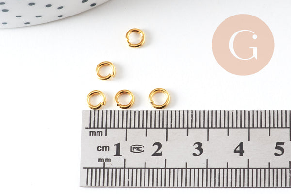 Anneaux de jonction ronds ouverts fer doré 5mm, x100 (G3401)