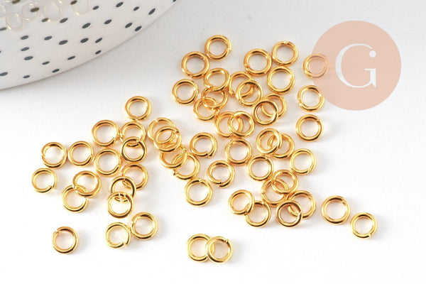Anneaux de jonction ronds ouverts fer doré 5mm, x100 (G3401)