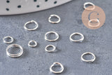 Anneaux ouverts fer argent tailles différentes, x10gr (G2377)