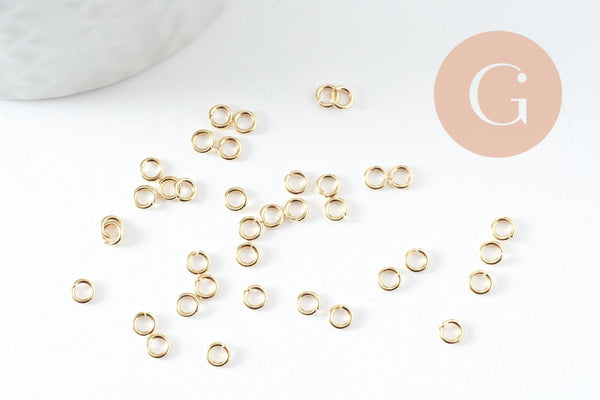 Anneaux ouverts ronds laiton doré 24K 3.5x0.8mm, x50 (G9894)