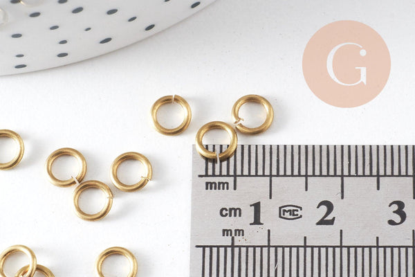 Anneaux rond ronds ouvert laiton brut 6mm, x100 (G0617)