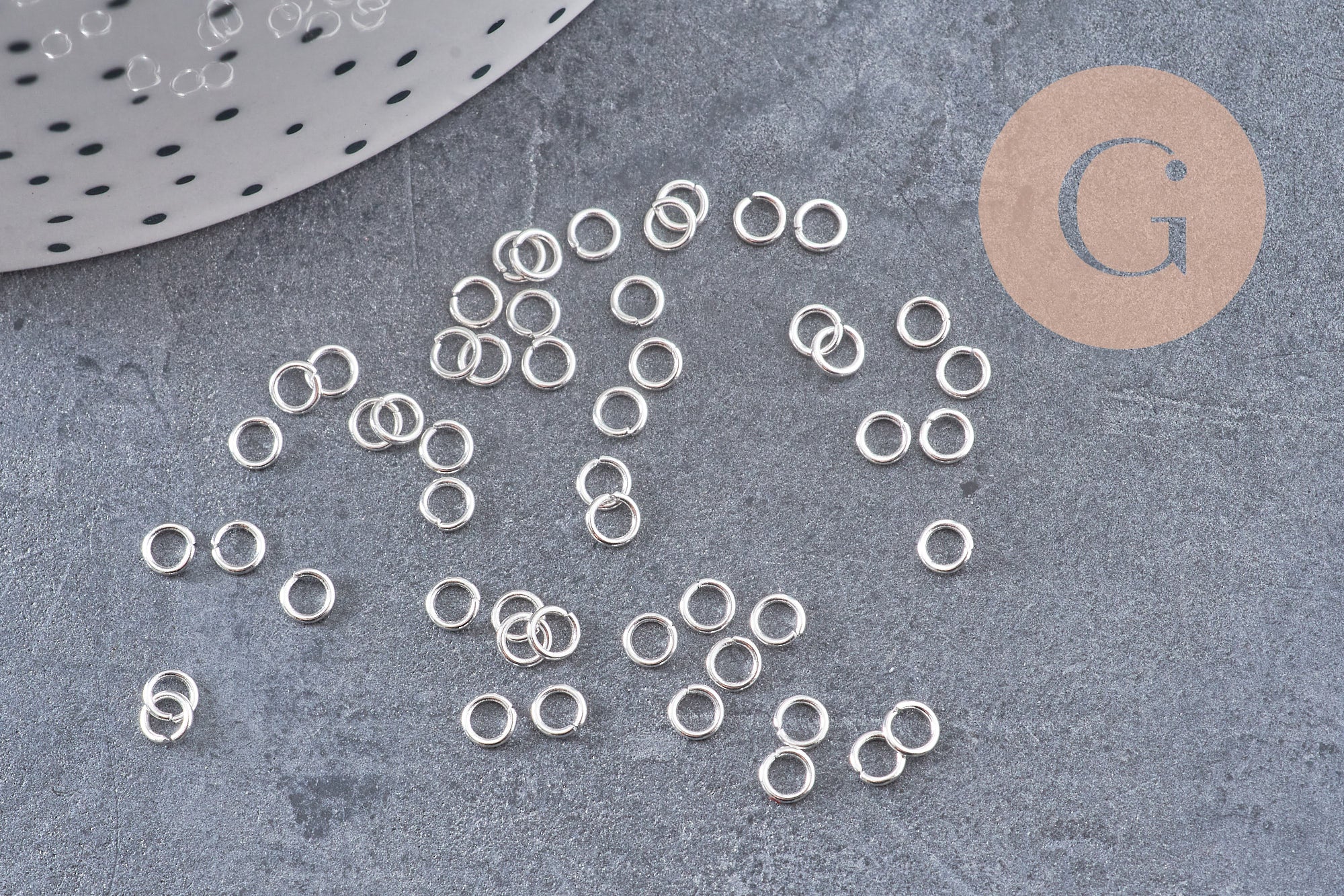 Anneaux ronds acier 304 inoxydable argenté 3.5mm x0.6mm, x 50 anneaux (G10861)