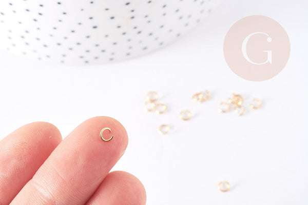 Anneaux ronds acier 304 inoxydable doré 4mm, x50 (G3016)